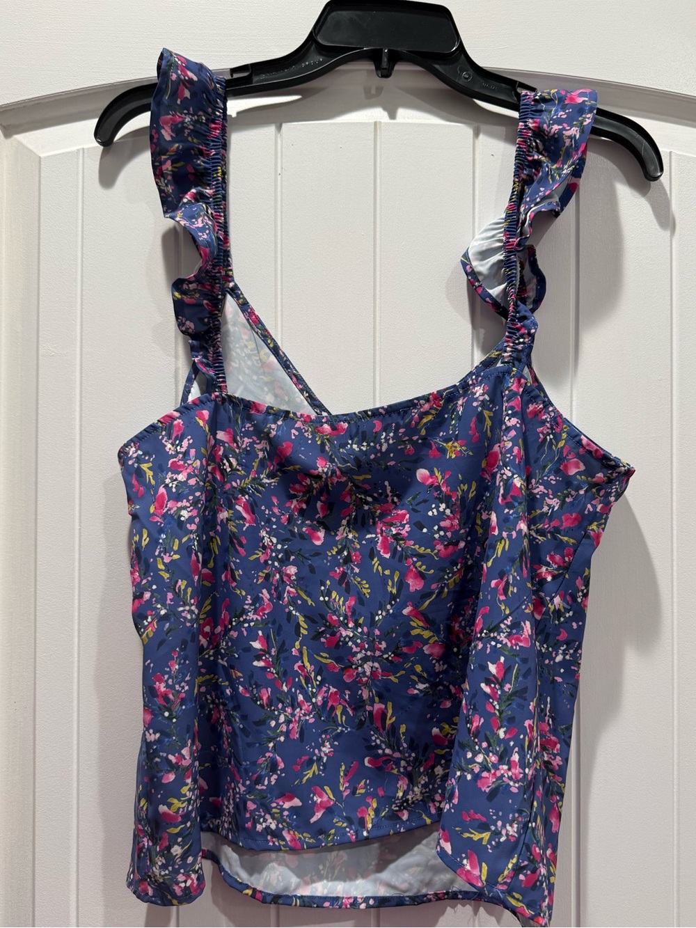 French Connection Navy Floral Ruffle-Strap Camisole - Picture 2 of 4